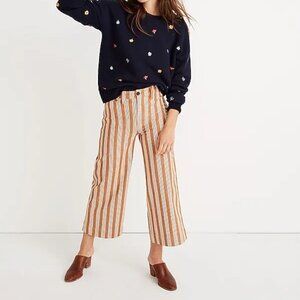 Madewell Emmett High Waisted Wide-Leg Crop Pants in Vertical Stripe Size 28